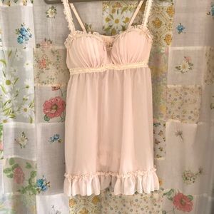 Pink Chiffon Babydoll Nightgown size M w V String